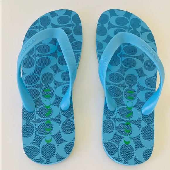 NEW Coach Zak Signature Striped Flip Flop Sandals - Picture 2 of 12